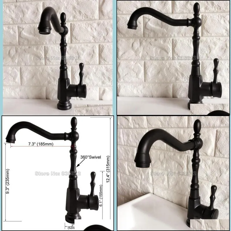 Basin Faucets Bathroom And Cold Faucet Swivel Spout Black Bronze Deck Mounted Vessel Sink Vanity Water Taps Tnf386