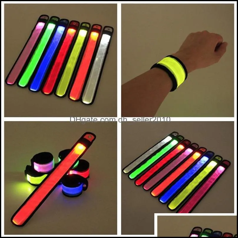 snap bracelets jewelry drop delivery 2021 nylon led sports slap wrist bands wristband outdoor night light flash bracelet glowing