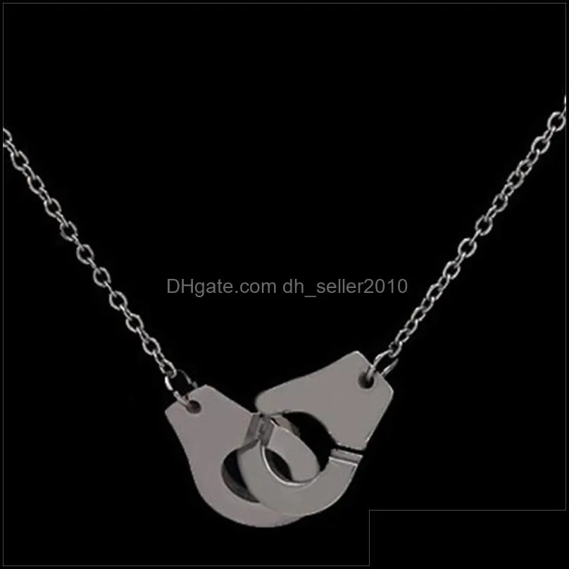 real 925 sterling silver handcuff menottes pendant necklace for men women france  jewelry 64 r2