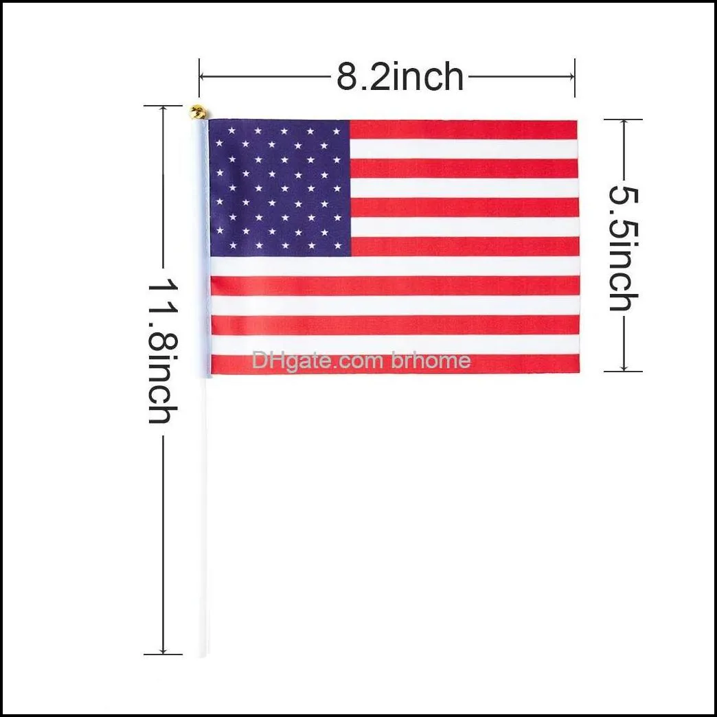 Banner Flags Usa Flag American Small Stick Mini Hand Held Decorations 1 Dozen Drop Delivery 2022 Brhome Am9Kn