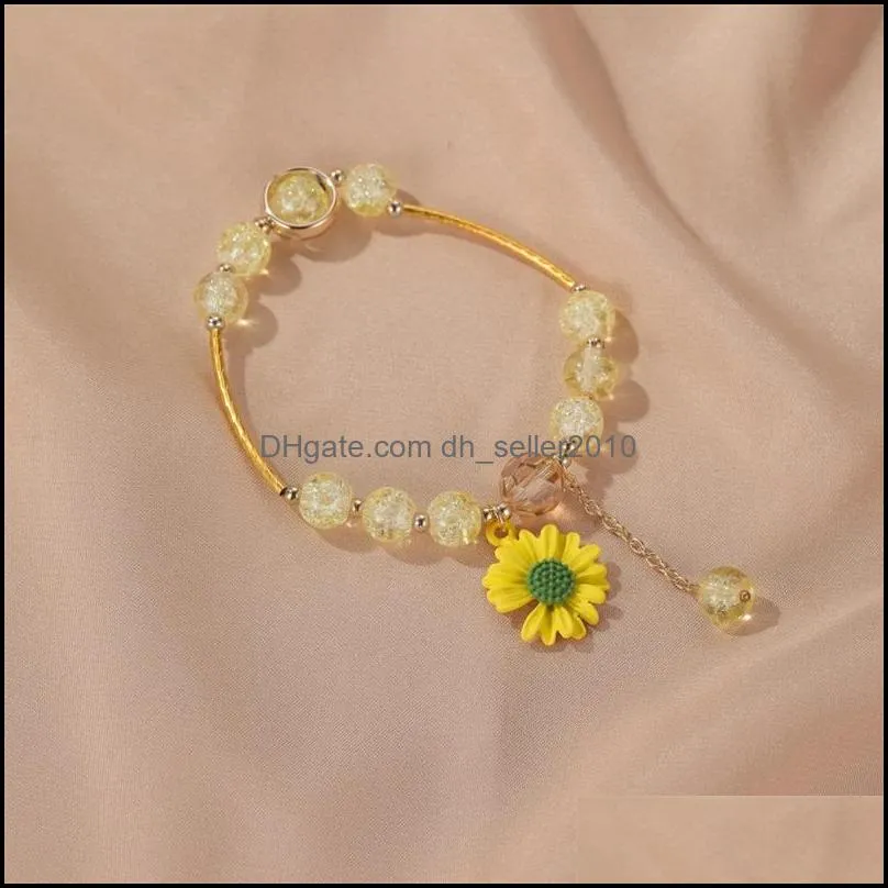 beaded strands little daisy flower bracelet bestfriend jewelry new style popcorn crystal bracelet 143 m2