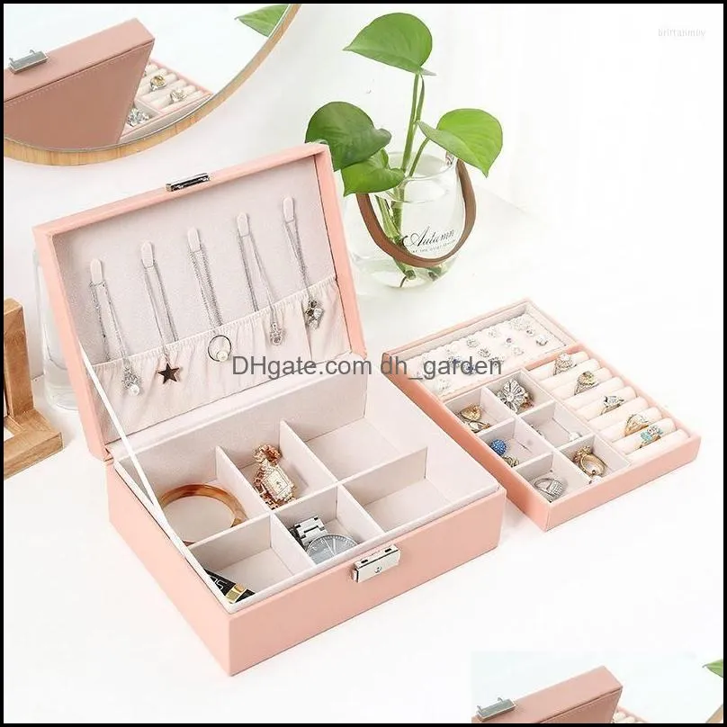 Jewelry Pouches The Ring Box Double Layers Earrings Leather Cases Fashion & Displays 2022