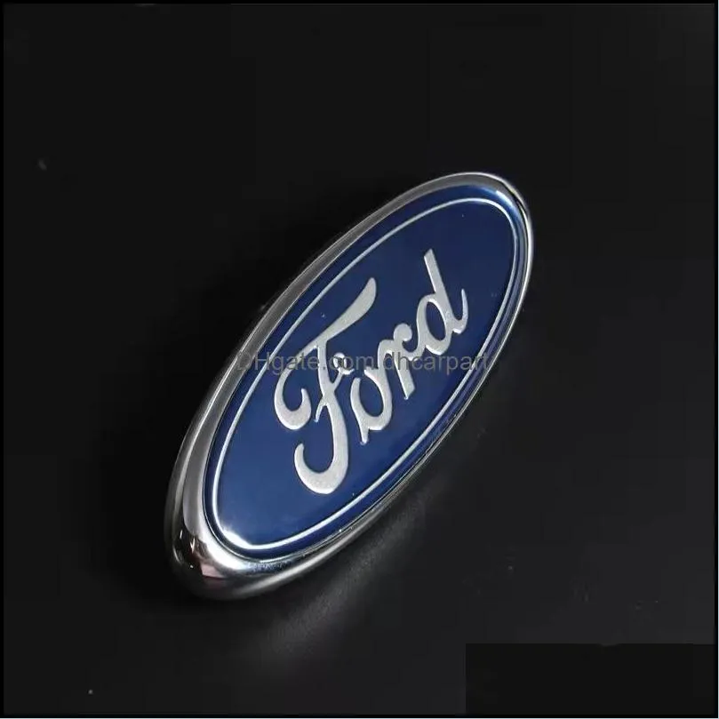 For Ford Emblem Car Badges 145x60mm Dark Blue Rear Logo Focus Badge Front/Rear Emblem Mondeo Transit