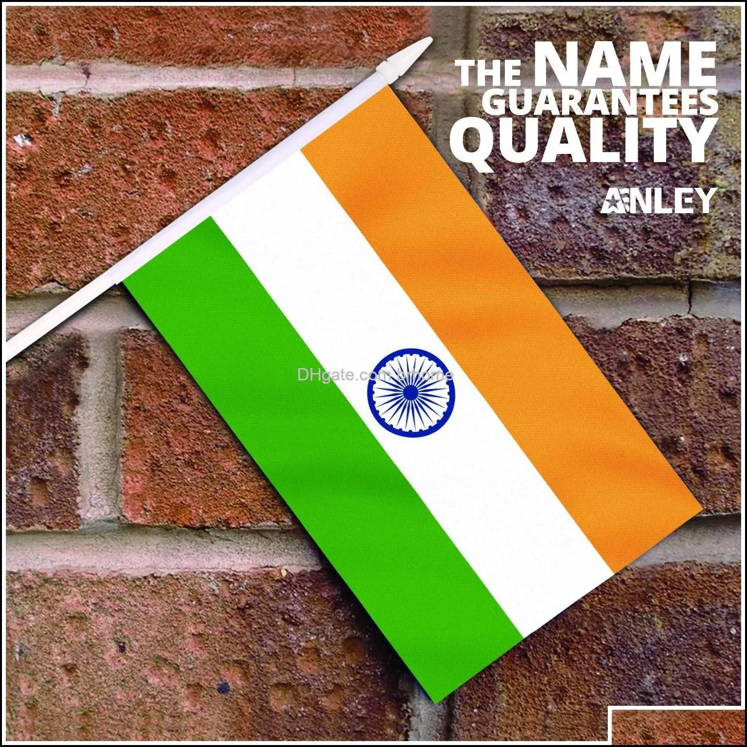 Banner Flags India Mini Flag Hand Held Small Miniature Indian On Stick Fade Resistant Vivid Colors 5X8 Inch With Solid Pole Sp Brhome