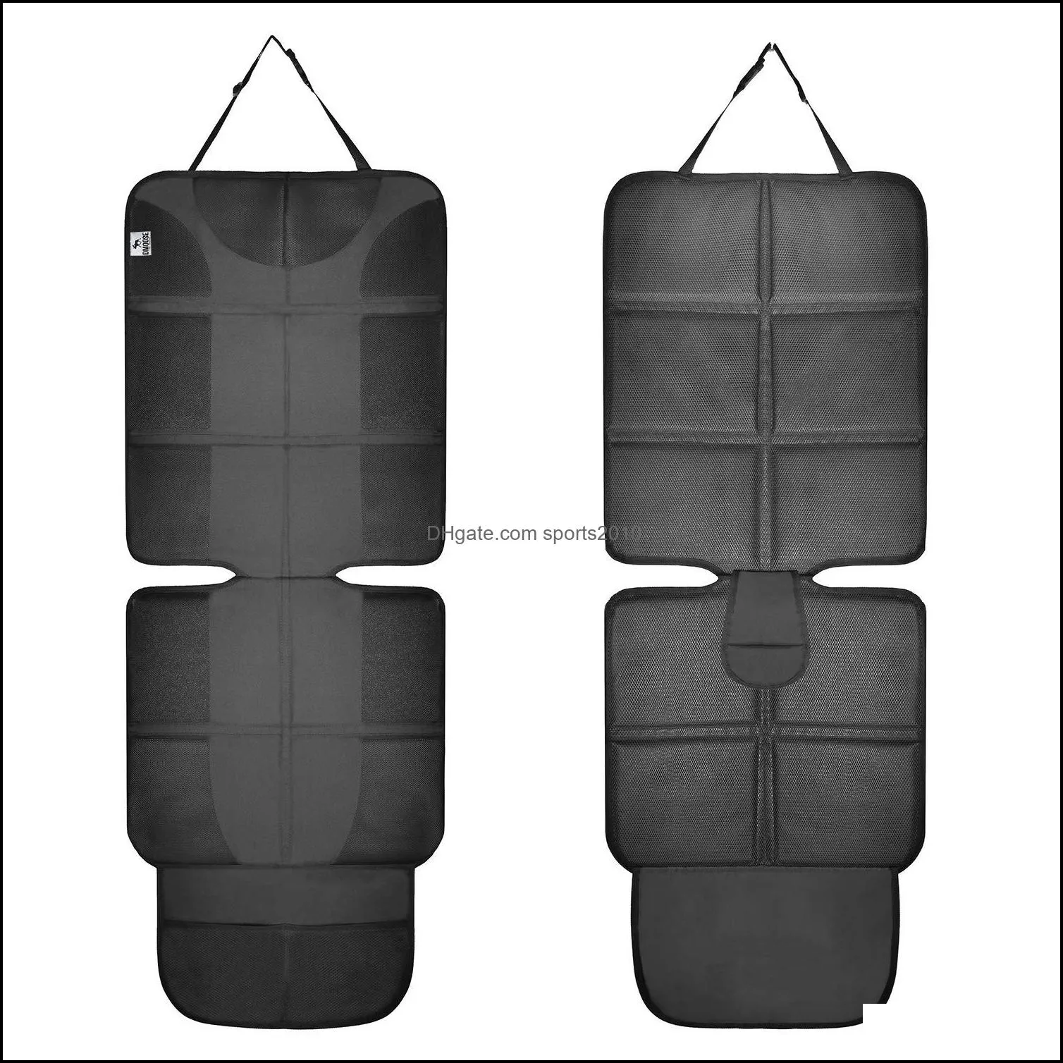 Car Seat Protector - Thick Padding for Baby Reinforced Stitching Edges, Anti-Slip Backing Extra Grip Mesh Storage Pockets