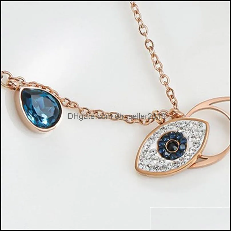 fashion pendant necklace crystal evil eye female plated gold chain jewelry women blue eyes necklaces accessories christmas 9 9yd k2b