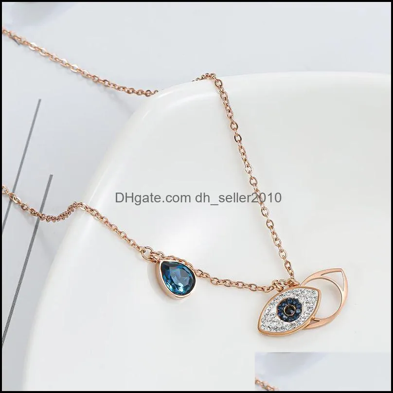 fashion pendant necklace crystal evil eye female plated gold chain jewelry women blue eyes necklaces accessories christmas 9 9yd k2b