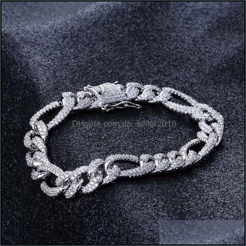 bracelets bangles jewelry fashion hip hop men women micro pave glaring zircon tennis luxury 18k gold plated chain bracelets 3488 q2