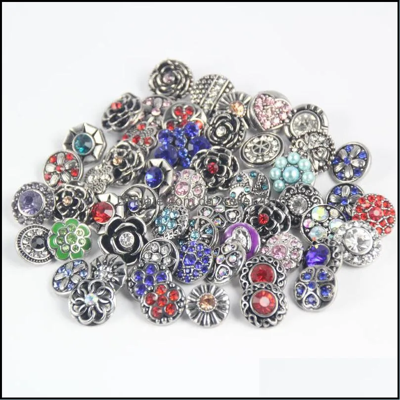100pcs lot 18mm snaps charm mixed style 18mm interchangeable button fit for ginger snaps fashion jewelry 64 t2