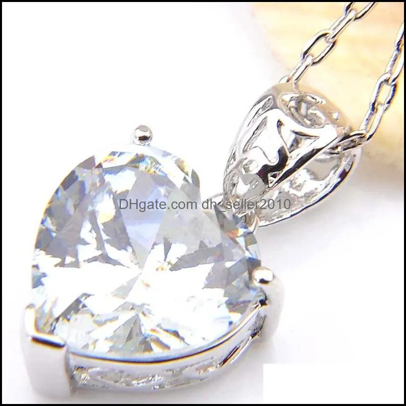 colored pendant 925 sterling silver necklaces luckyshine heart for women cz zircon pendants wedding engagemets bride jewelry gift 239