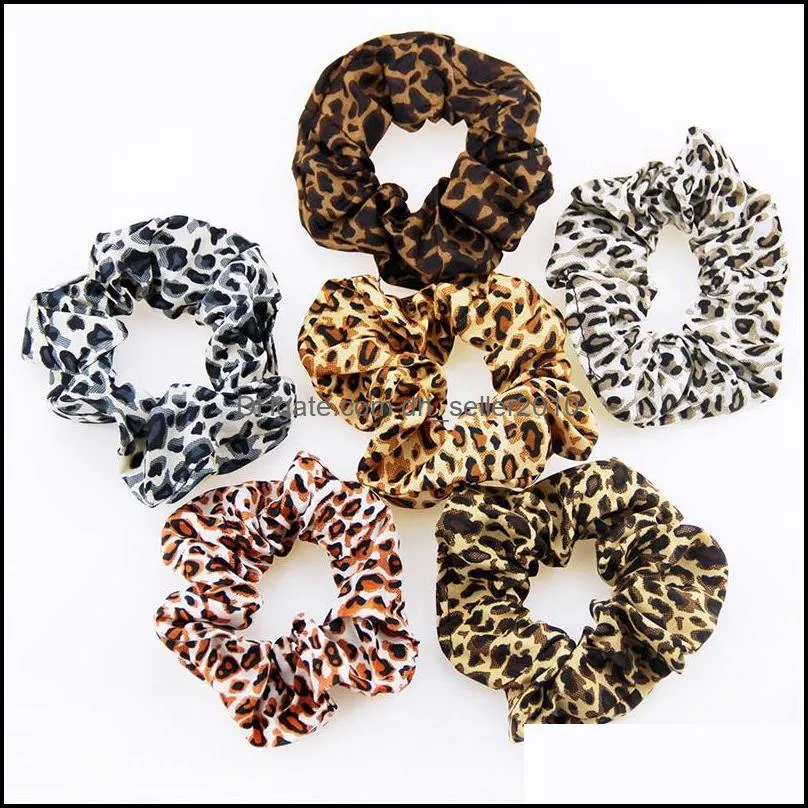 girls leopard scrunchies for hair animal print chiffon scrunchy hair cheetah scrunchies for hair elastic bobbles ties bands scrunchie1107