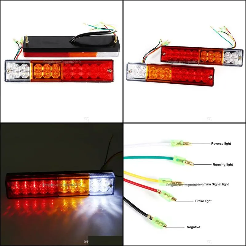 2pcs trailer lights led stop rear tail brake reverse light turn indiactor led 12v/24v atv truck led trailer taillights lamp