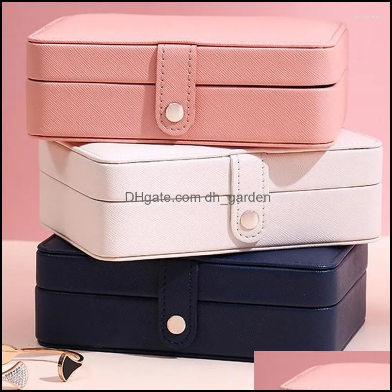 Jewelry Pouches 2 Layers Blue Organizer Capacity Necklace Earrings Rings Packaging Display Box Portable Travel Case Casket 4.6