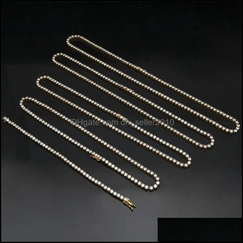 3mm 4mm 5mm 6mm iced out 1 row tennis chain hip hop jewelry gold silver copper material men cz necklace 93 u2