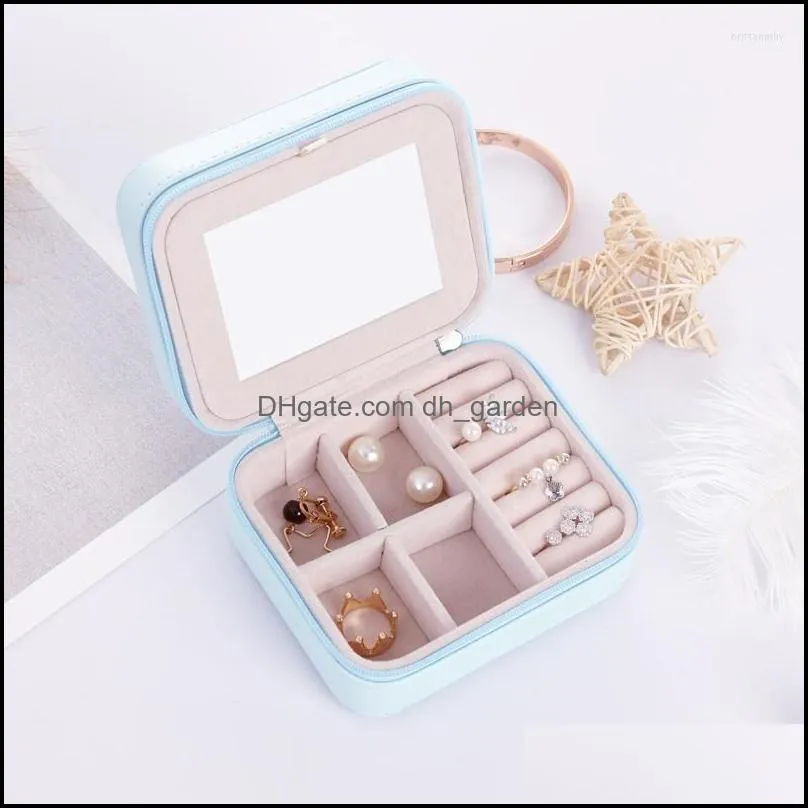 Jewelry Pouches Portable PU Leather Storage Box Ring Earrings Necklace Removable Compartment Organizer Case Travel Home