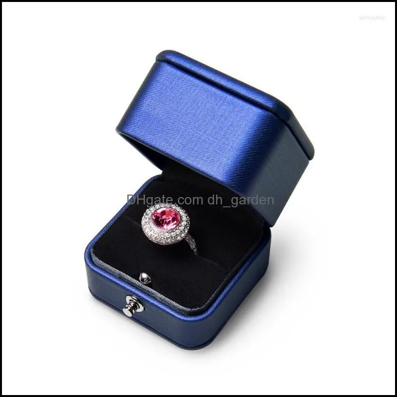 jewelry pouches oirlv treasure blue ring box pendant outside high-grade pu leather inside dark gray plush can be customized logo