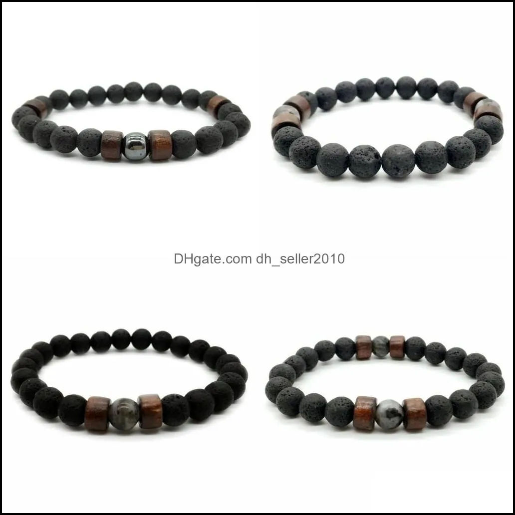 mens lava rock essential oil diffuser strands bracelets for women natural stone magnetic wooden beads charm bracelets diy jewelry in bulk 88