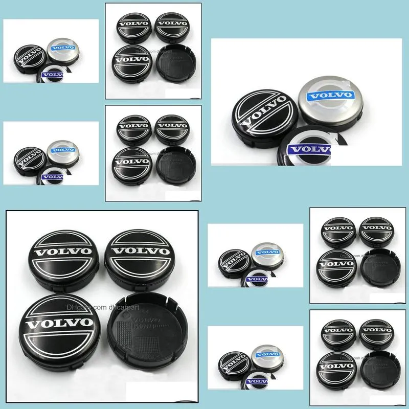 3colors 4pcs 64mm volvo wheel center caps hub cover car emblem badge black/gray/blue c30 c70 s40 v50 s60 v60 v70 s80 xc90