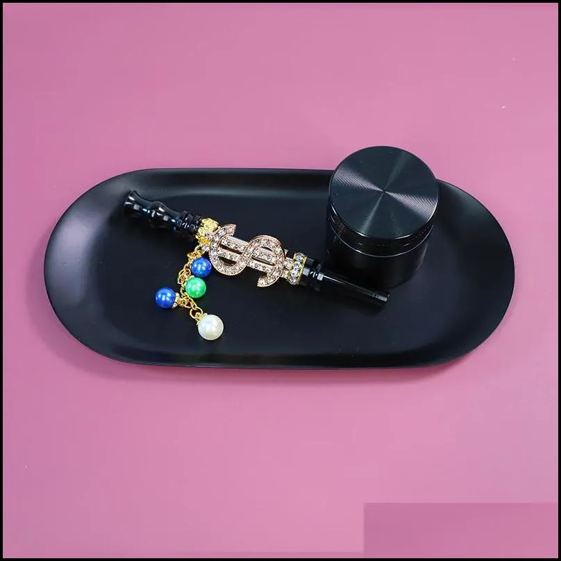 new launched smoking set metal herb grinder rainbow rolling tray bling blunt holder RRA11909