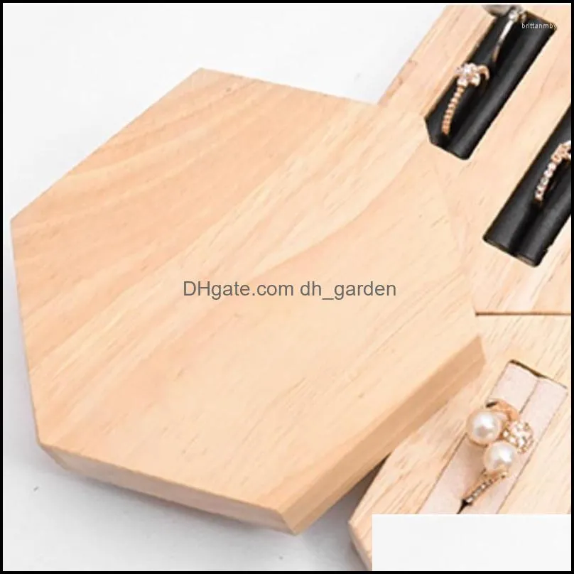 Jewelry Pouches Wooden Hexagon Ring Display Stand Rings Storage Rack Holder Tray Organizer Gifts