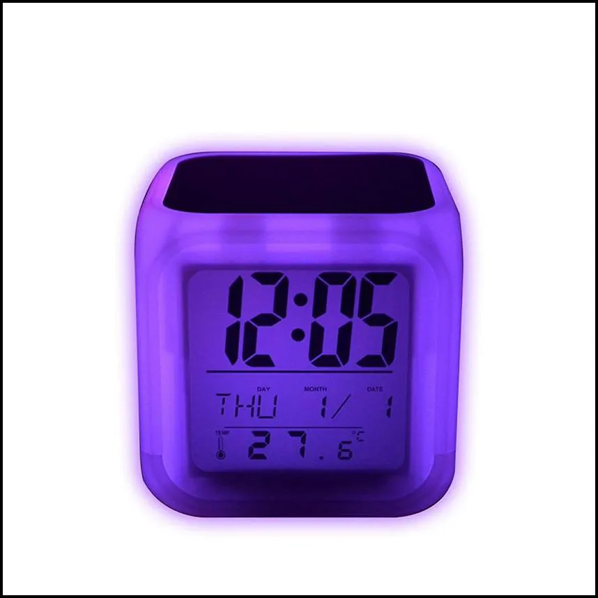 Blank Sublimation Alarm Clock LED Square Bedroom Glow Electronics LED Table Clocks Square Bedroom Colorful Heat transfer Clock GGA3843