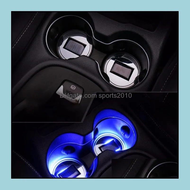 Blue LED Solar Car Cup Mat Anti Slip Bottle Holder Pad Drinks Coaster Built-in Vibration Light Sensor