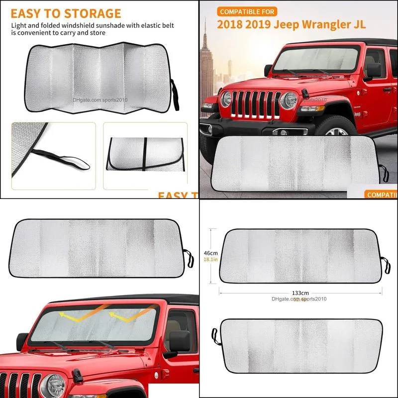 Windshield Sunshade Sun Shade Heat Shield Sun Visor Mat for Jeep Wrangler JL JLU Interior Accessories