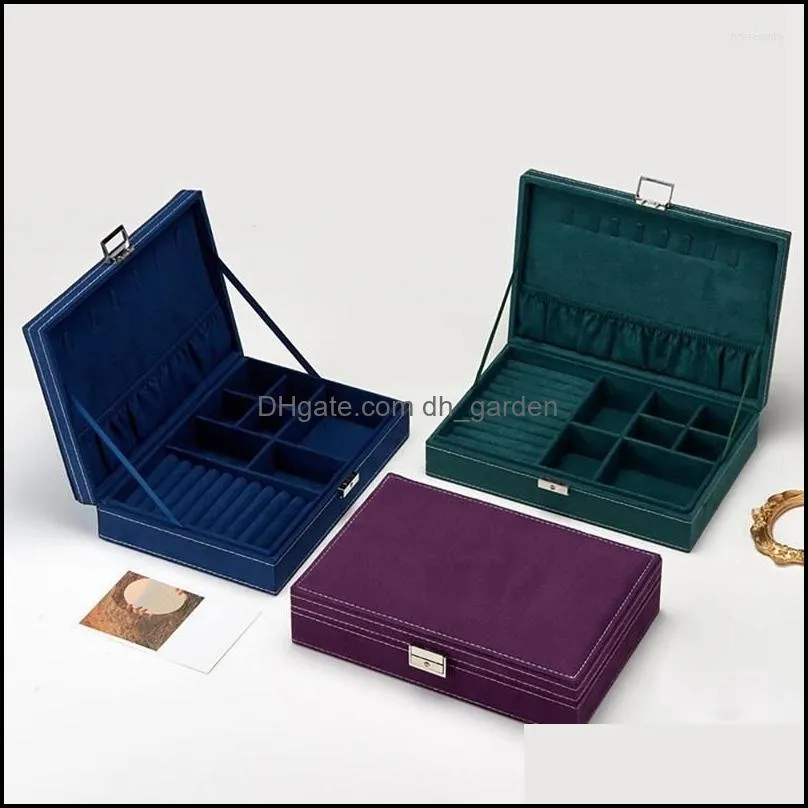Jewelry Pouches Box Velvet Storage With Lock Display Cabinet Multifunction Earring Necklace Ring