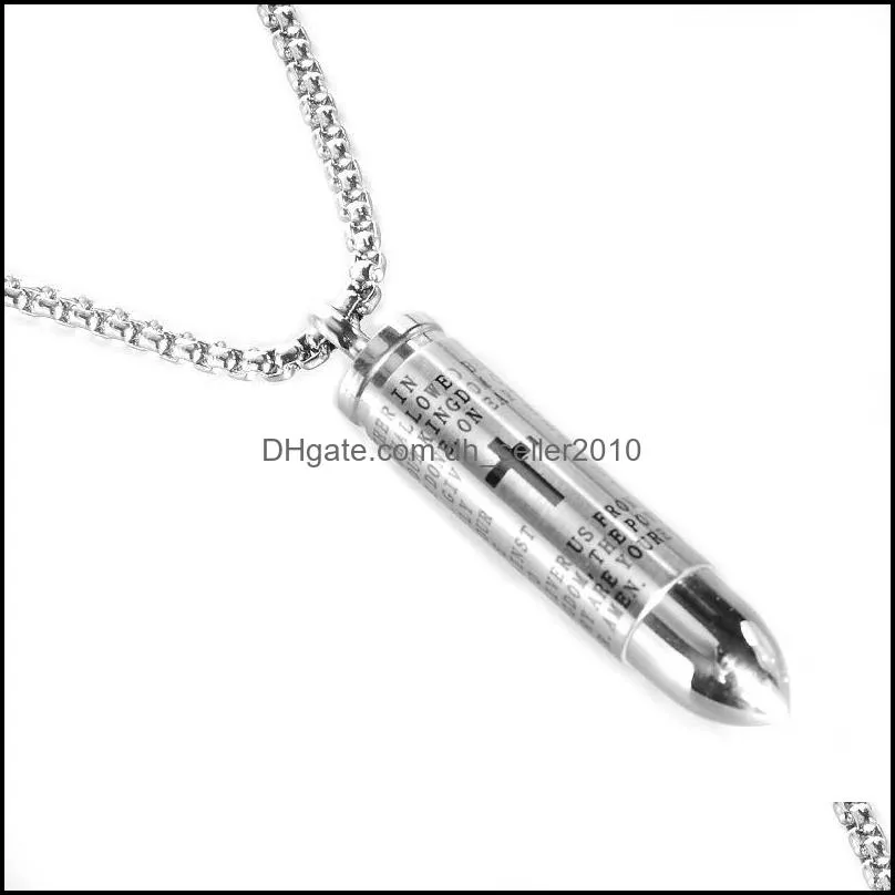 316l stainless steel open bullet pendant necklaces mens cross scripture locket charm gold chains for women hip hop jewelry