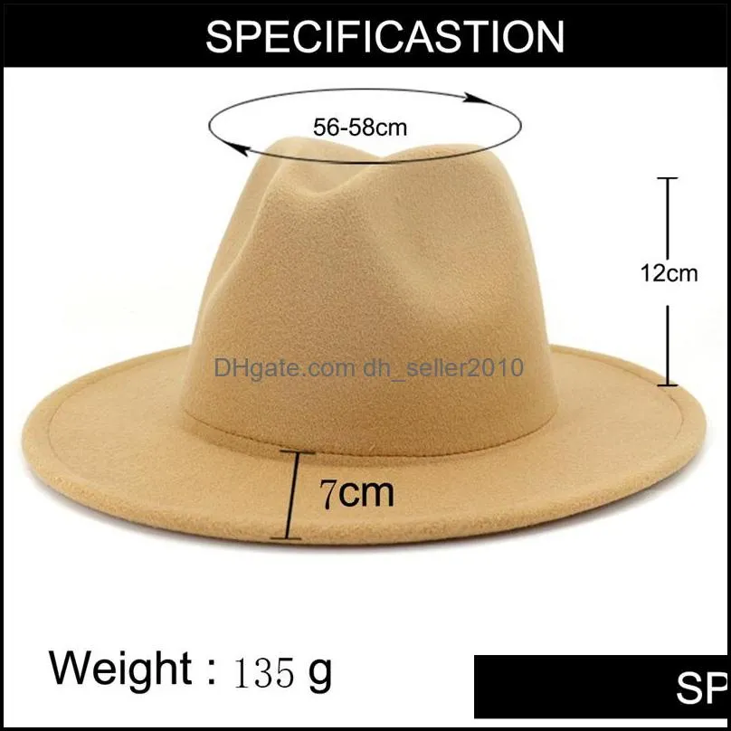 tan burgundywork artificial wool felt jazz fedora hat and felt belt women`s flat brim panama party hat136 t2