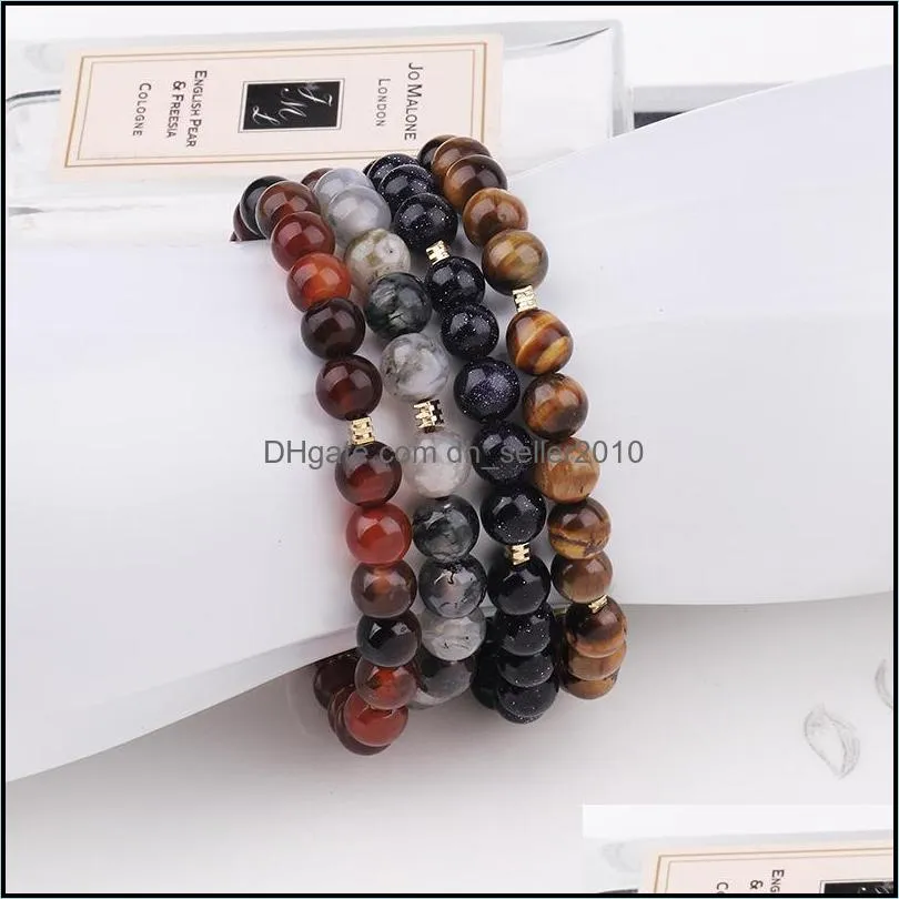 imitation natural stone bracelet weave artifical tiger eye hand string blue sandstone bracelets handwork multi color 5 5qx o2