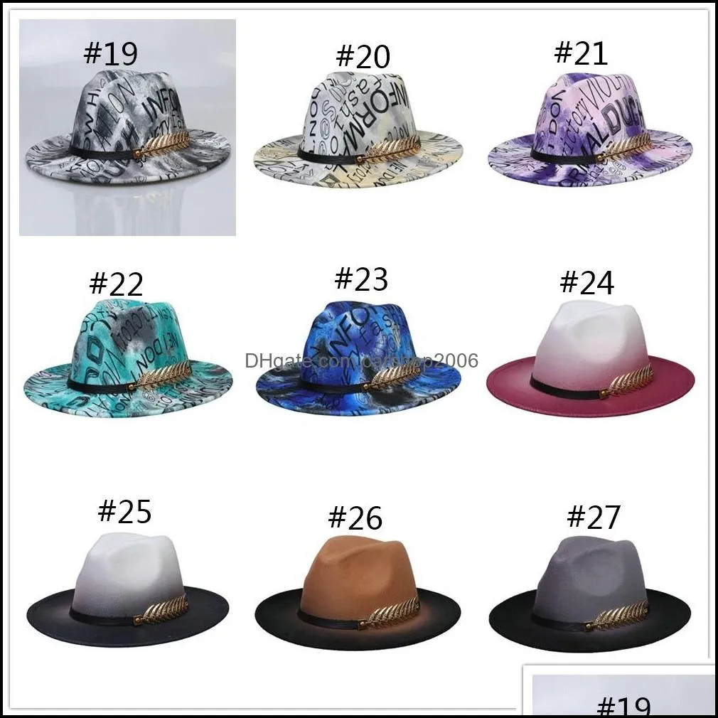 Tie Dye Camo Fedora hat Felt Hats for Women Men Fedoras Men`s Women`s Woman Man Panama Cap Female Male Autumn Winter Caps Christmas