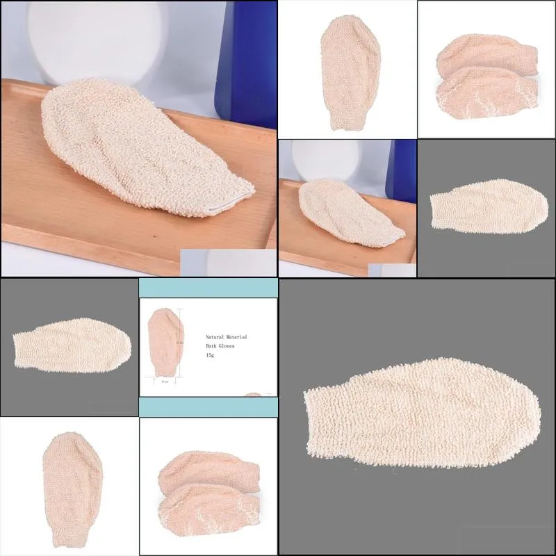 natural linen fibre bath gloves skin exfoliating shower mitt body brush remove dead skin bath towel