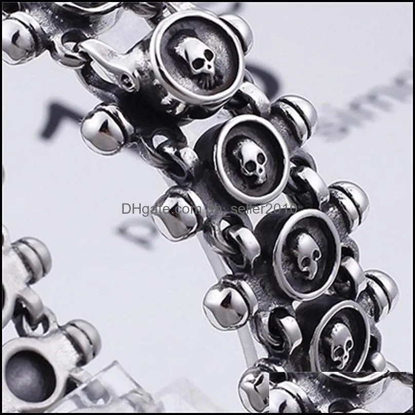 punk rocker skull bracelet for men quality stainless steel massive jewellery gothic 26mm wide mens friendship bracelets