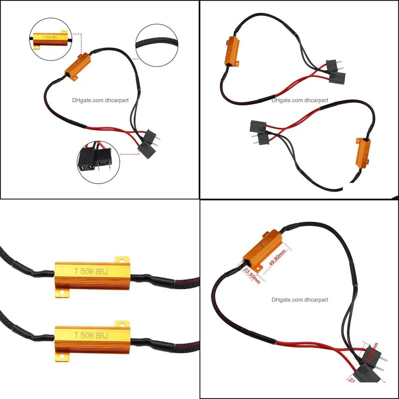 50W 8RJ H7 H11 H1 9005 9006 Headlight Load Resistor LED Canbus Car Fog Lamps Decoder Error Warning Resistance