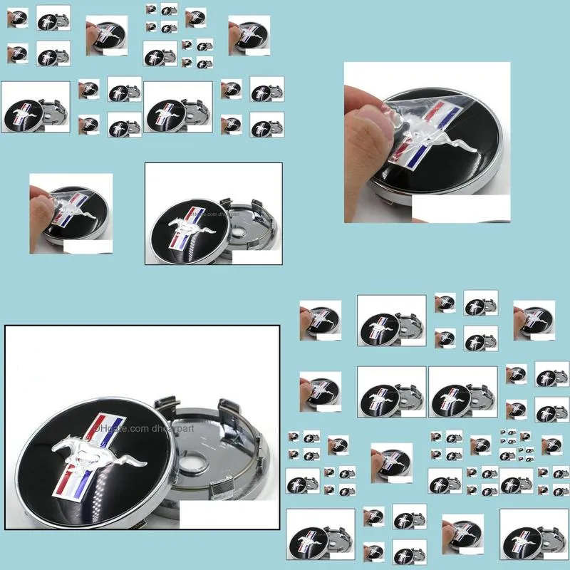 4pcs/lot black running horse 60mm car wheel hub center logo caps abs emblem badge fits for ford mustang