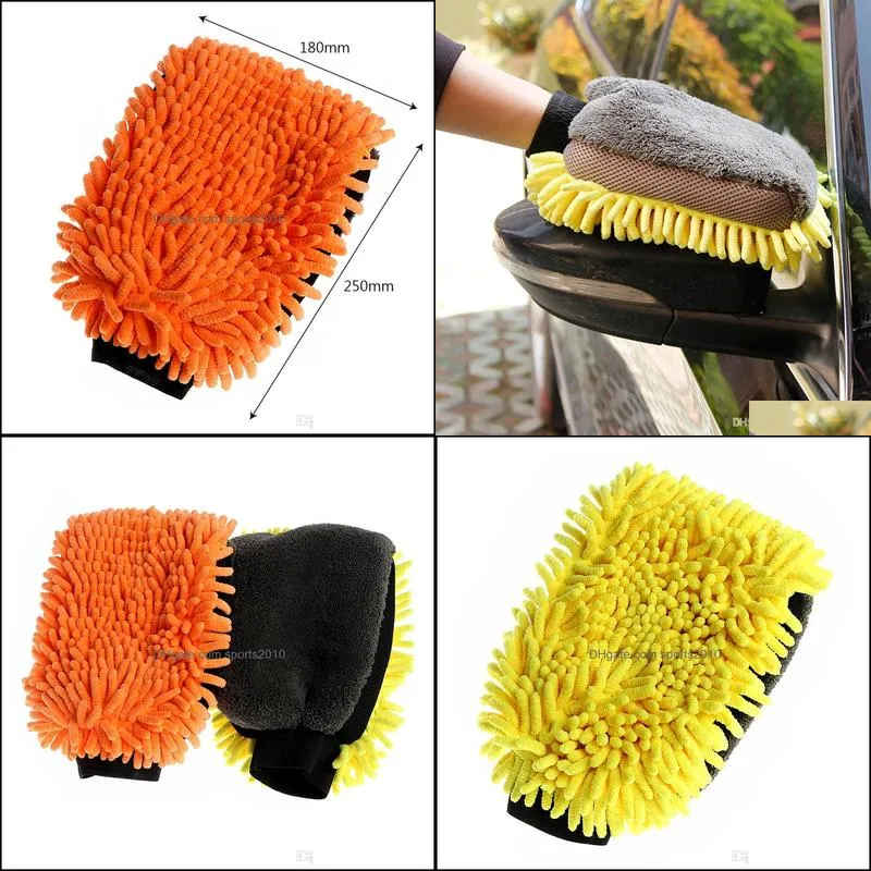 multi-function 3 in 1 car wash gloves car cleaning wax detailing brush microfiber chenille auto care waterproof car-styling