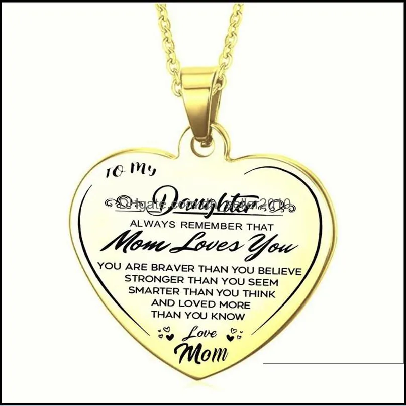 to my daughter stainless steel necklace heart pioneering heart pendant dad mom daughter gift