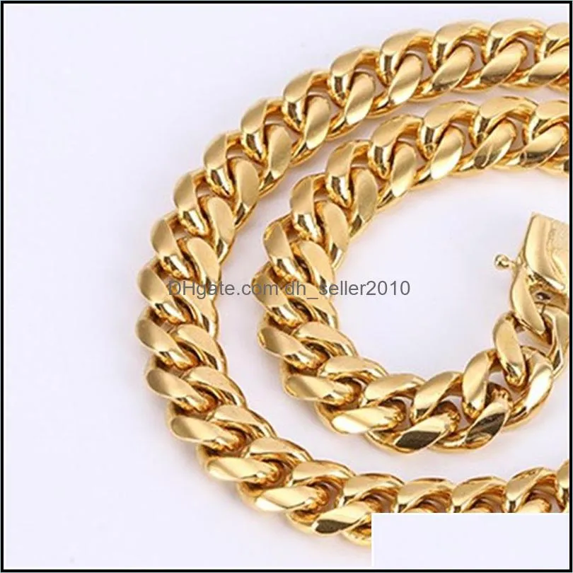 14k yellow gold plated men`s heavy  cuban chain necklace 217 r2