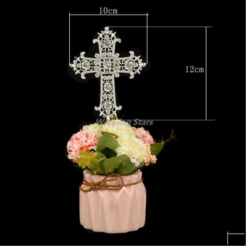 see pic Festive & Party Supplies Crystal Cross Cake Topper For Baptism Wedding Decoration Baby Shower Decor