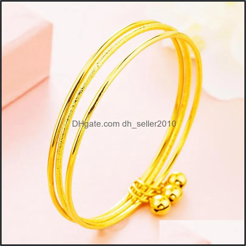 girls thin 3pcs bangles set bracelet 18k gold bracelet bangles women wedding bracelet couple jewelry factory wholesale 243 w2