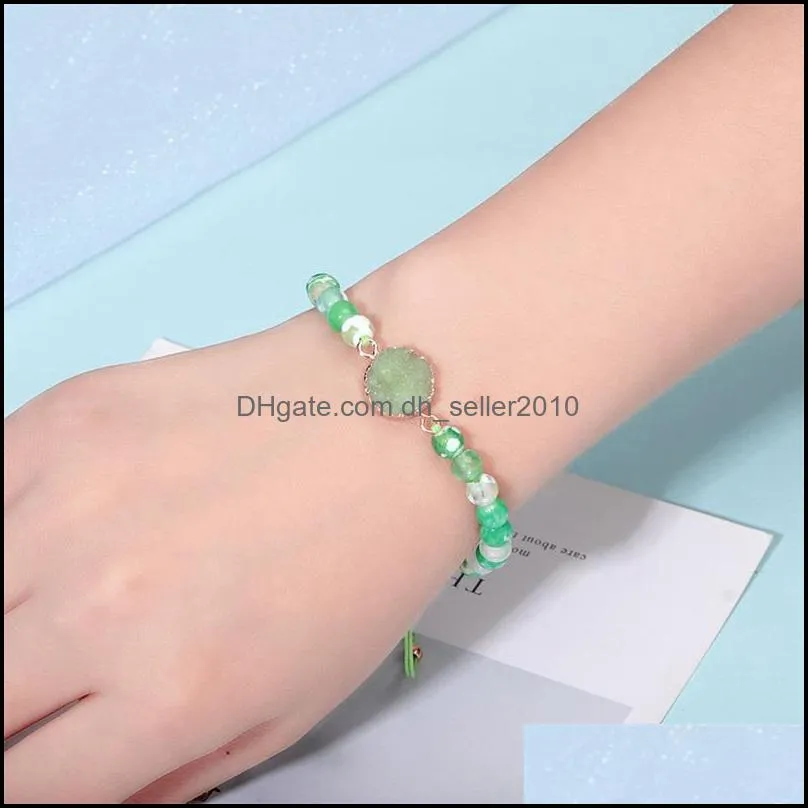 natural stone agate bead strands bracelet for women handmade druzy resin stone braided bracelets friendship jewelry gifts