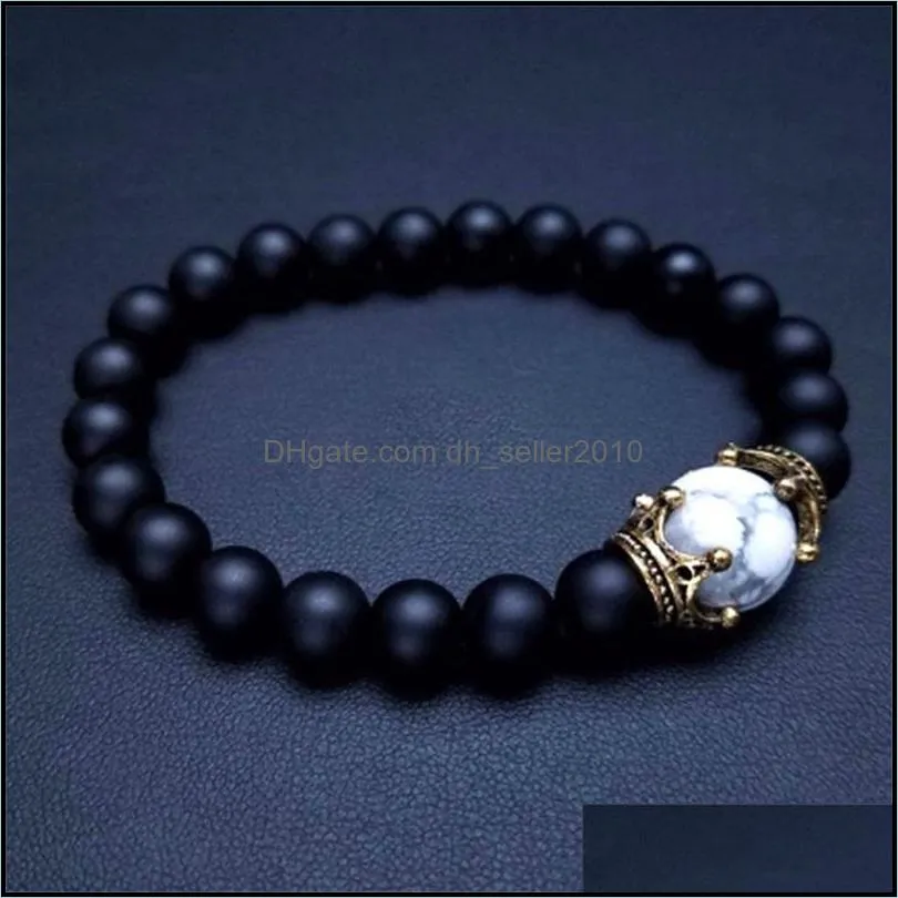 natural tiger`s eye crown shaped bead bracelet men`s luxury jewelry gift charm chain brings good luck