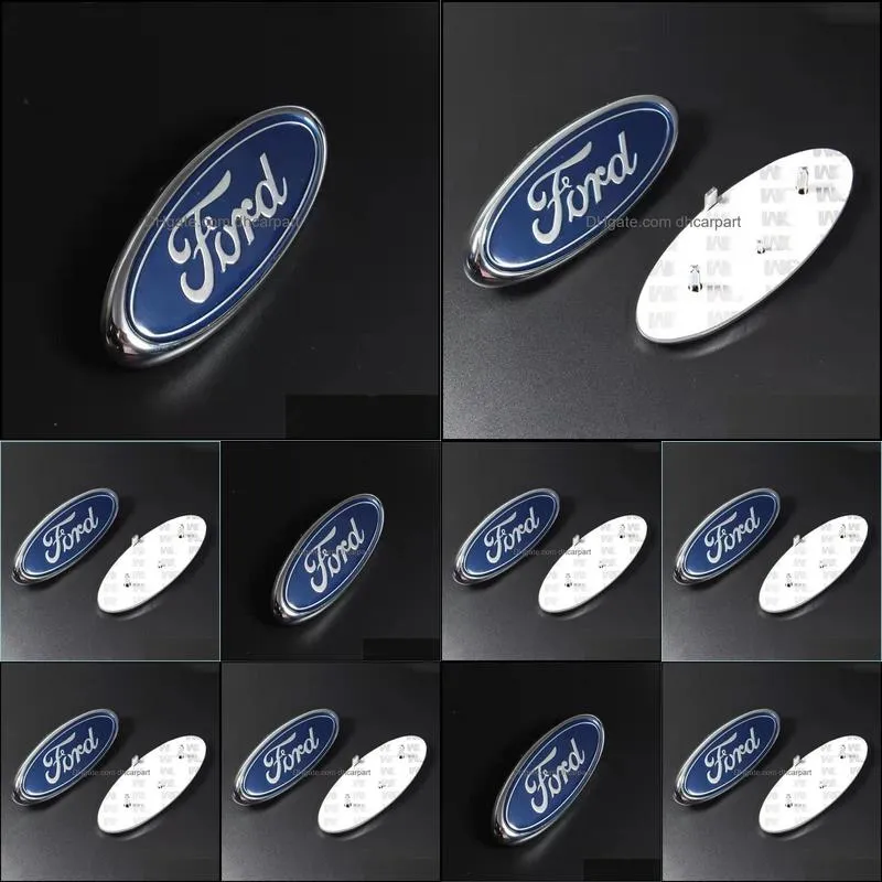 For Ford Emblem Car Badges 145x60mm Dark Blue Rear Logo Focus Badge Front/Rear Emblem Mondeo Transit