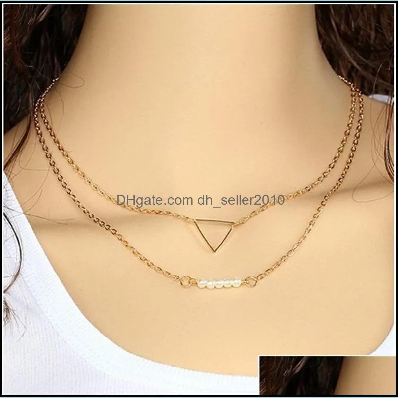 choker collier necklaces boho pearls diamond chain multilayer necklaces for women men bar layered tassel metal gold chain necklace 34