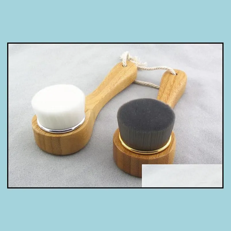 bamboo long handle facial brush remove makeup blackhead face brush super soft fiber silk facial brush massage