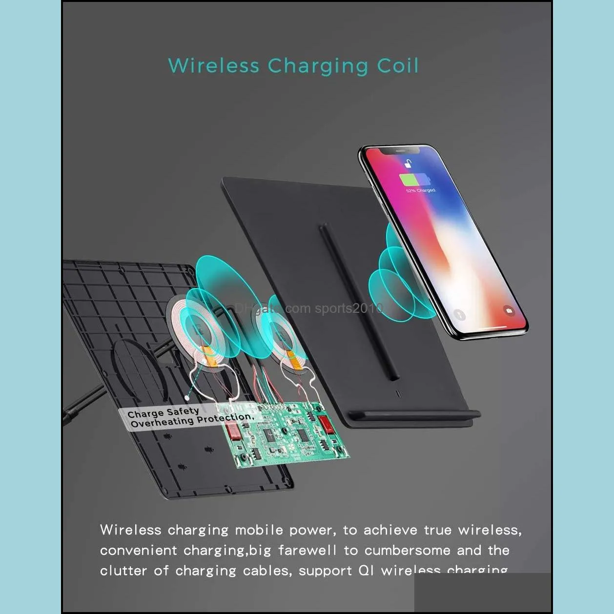 Tesla Model 3 Wireless  Dual Qi Wireless Smartphone Charging Pad M3 Car Interior Center Console Accessories for Any Qi Enable