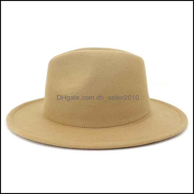tan burgundywork artificial wool felt jazz fedora hat and felt belt women`s flat brim panama party hat136 t2