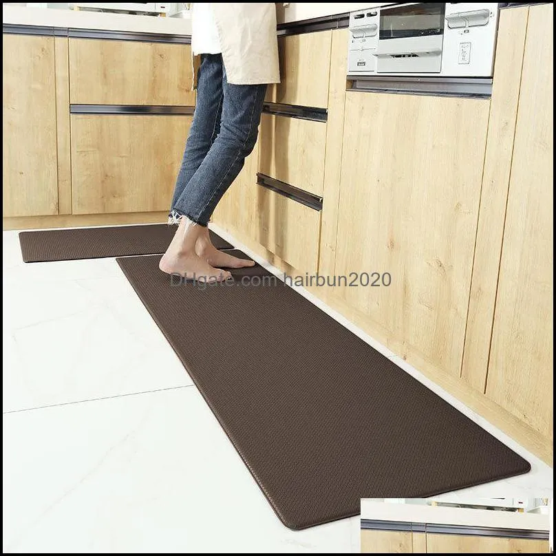 Long Kitchen Mat Waterproof and Oil-proof Kitchen Floor Mat Anti-fatigue Foot Pad Anti-slip Wear-resistant Rug Door