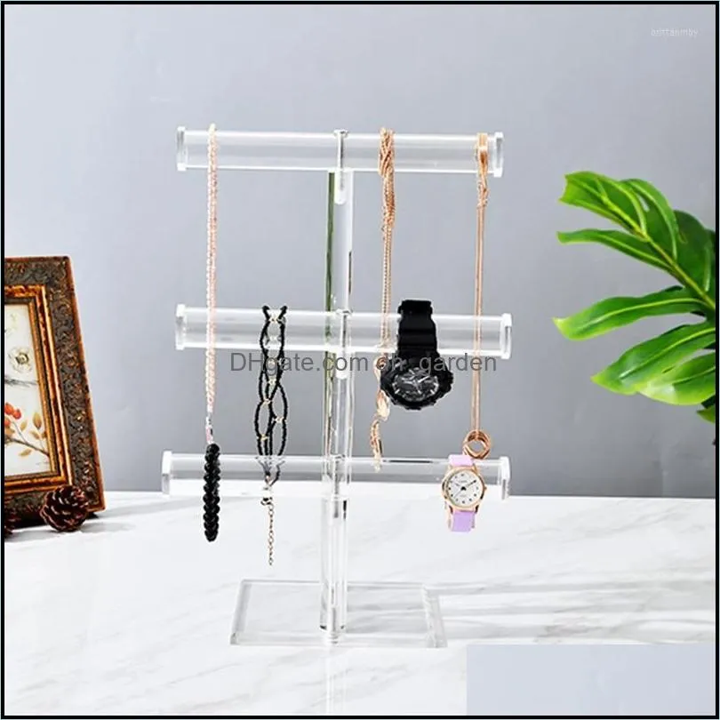 Jewelry Pouches 3-Tier Clear Acrylic Stud Earring Display Rack Stand Organizer Holder Hook Hanger Counter Showcase